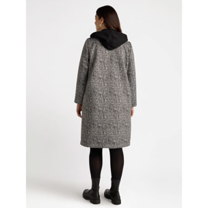 Fiorella Rubino - Cappotto in scuba con cappuccio - Nero