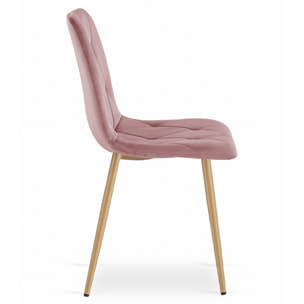Set di 2 sedie Libra in velluto rosa con gambe effetto legno