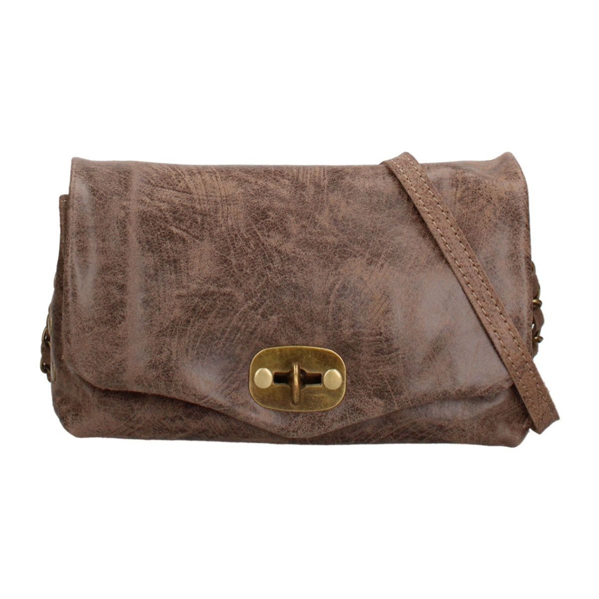 Borsa a tracolla da donna Made in Italy - Modello Floralia Lux - Pelle scamosciata - 25.0 x 15.0 x 11.0 cm