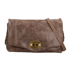 Borsa a tracolla da donna Made in Italy - Modello Floralia Lux - Pelle scamosciata - 25.0 x 15.0 x 11.0 cm