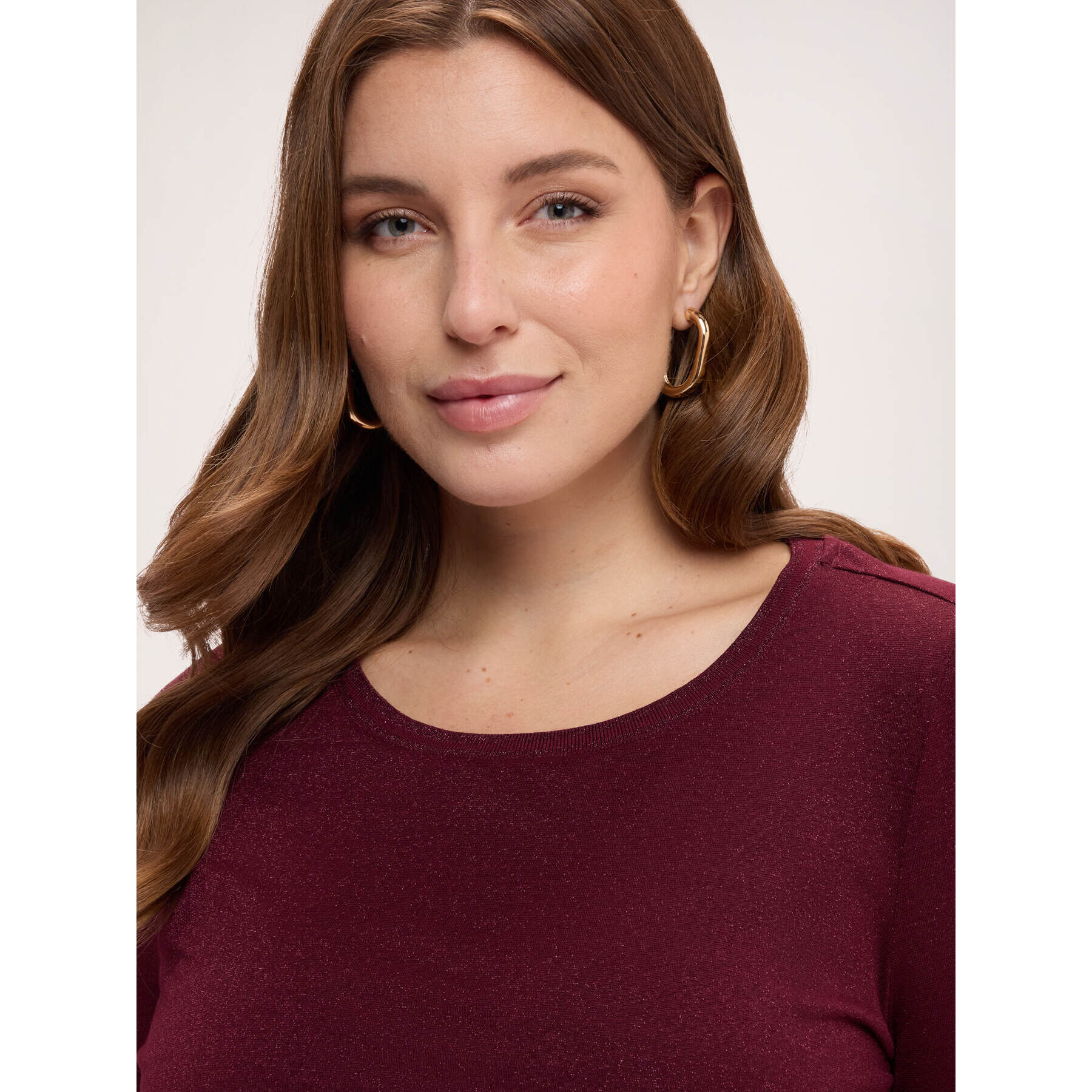 Fiorella Rubino - T-shirt in jersey laminato manica lunga - Bordeaux