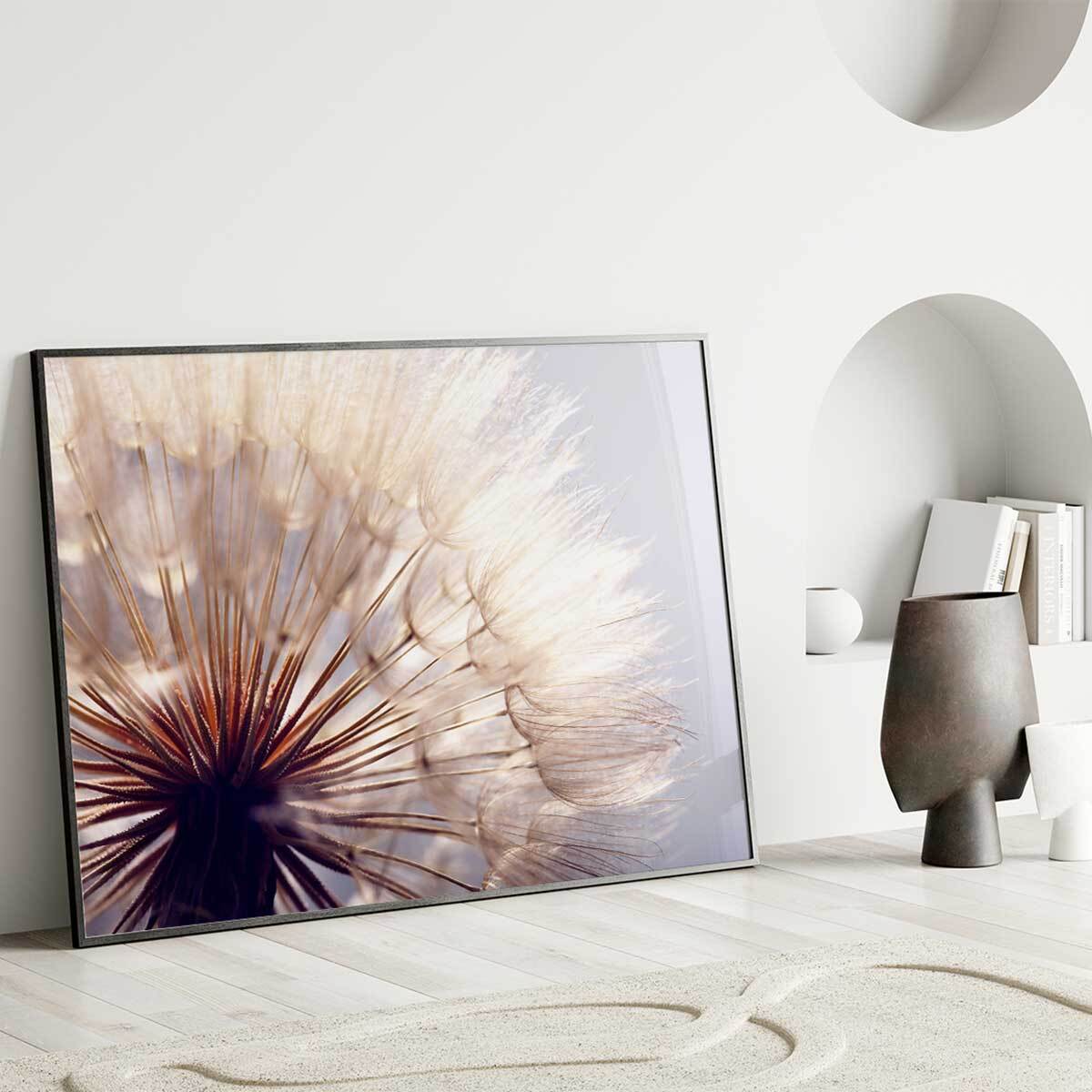 Affiche encadrée – Pissenlit en macro, douceur et légèreté Affiche + cadre en métal - Noir