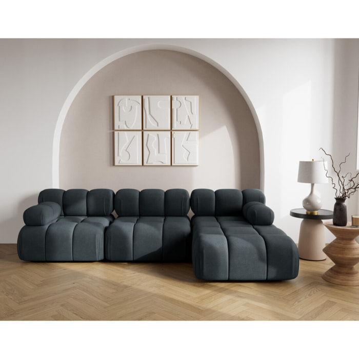 Ruby - canapé modulable d'angle droit 4 places en velours texturé - Noir