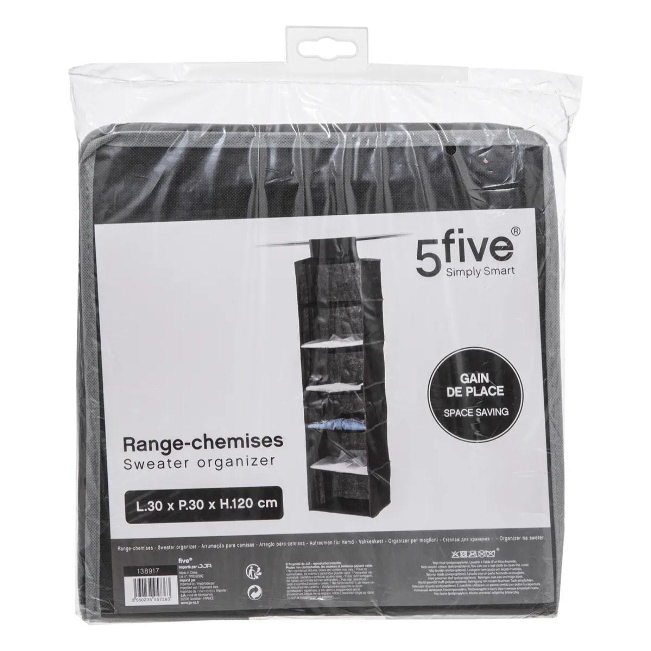 Range-chemises 6 cases gris