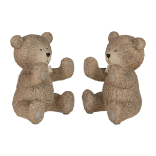 J-Line serre-livre Teddy - polyrésine - marron - 2 pcs