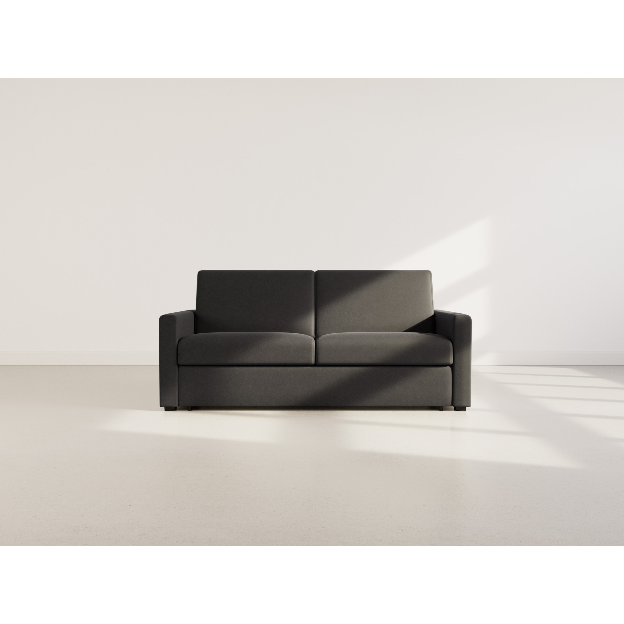 Julia - canapé lit 3 places convertible express couchage quotidien 140 cm matelas 14 cm en tissu - Noir