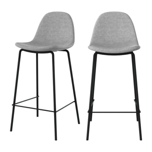 Lot de 2 chaises pour îlot central en tissu gris clair 65,5 cm - Henrik