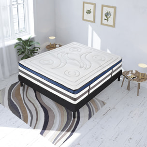 Ensemble Matelas Quintessence mémoire de forme - 30cm + sommier kit bois noir - 2 Places