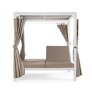 Daybed DREAM con struttura in alluminio bianco e lettini reclinabili tortora