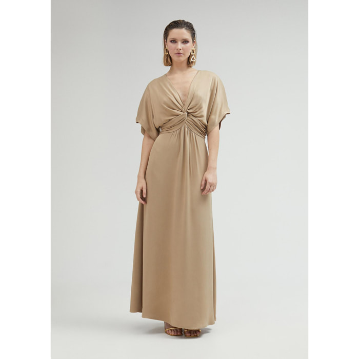 Vestito lungo con drappeggio in vita