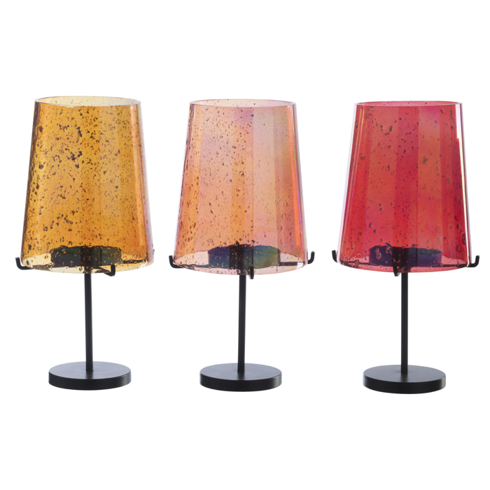 J-Line Photophore - verre - orange/rouge - 3 pièces
