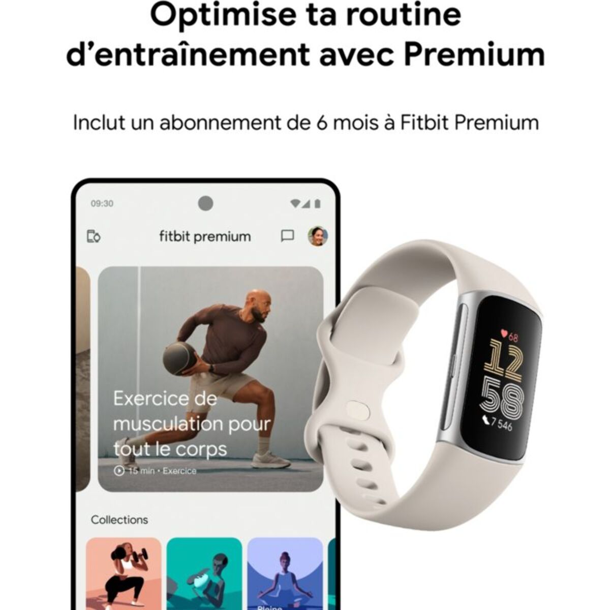 Bracelet connecté FITBIT Charge 6 Argent et porcelaine