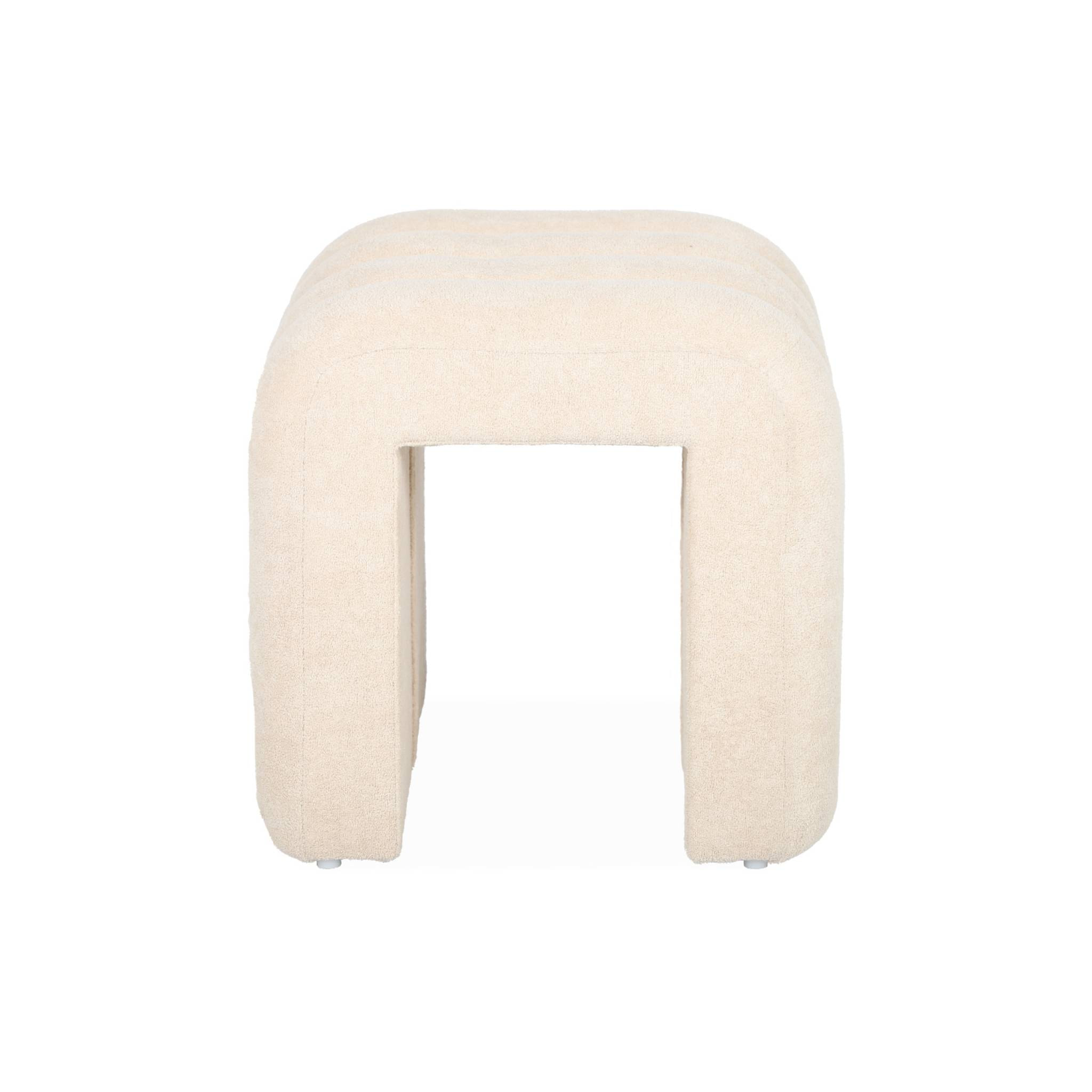 Set de 2 poufs contemporains en tissu beige