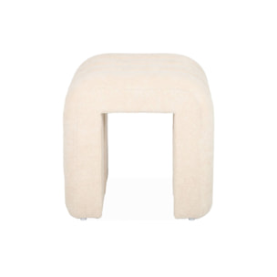 Set de 2 poufs contemporains en tissu beige