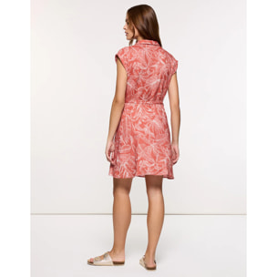 Vestido Manga Corta Naranja - Luminjur