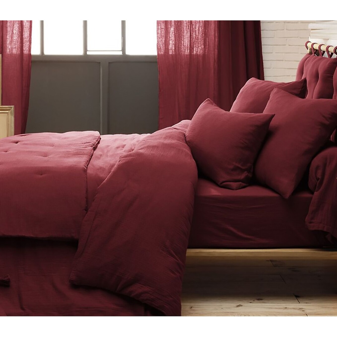 Housse De Couette 100% gaze De Coton Lie De Vin
