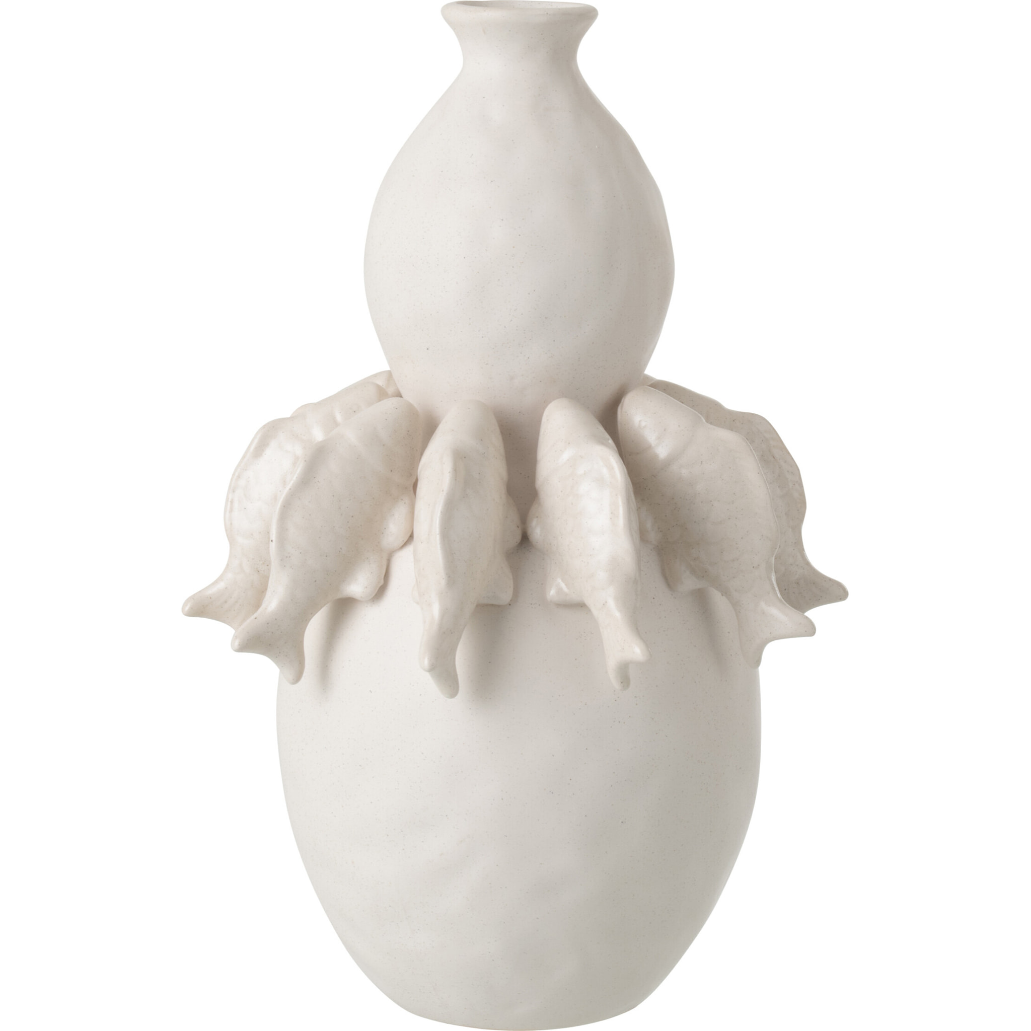 J-Line Vase Poisson - céramique - blanc cassé - large