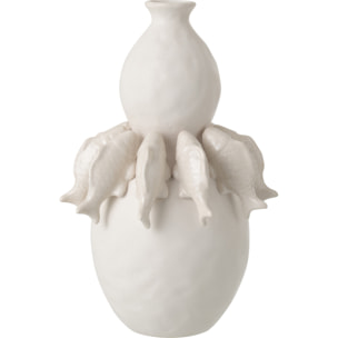 J-Line Vase Poisson - céramique - blanc cassé - large