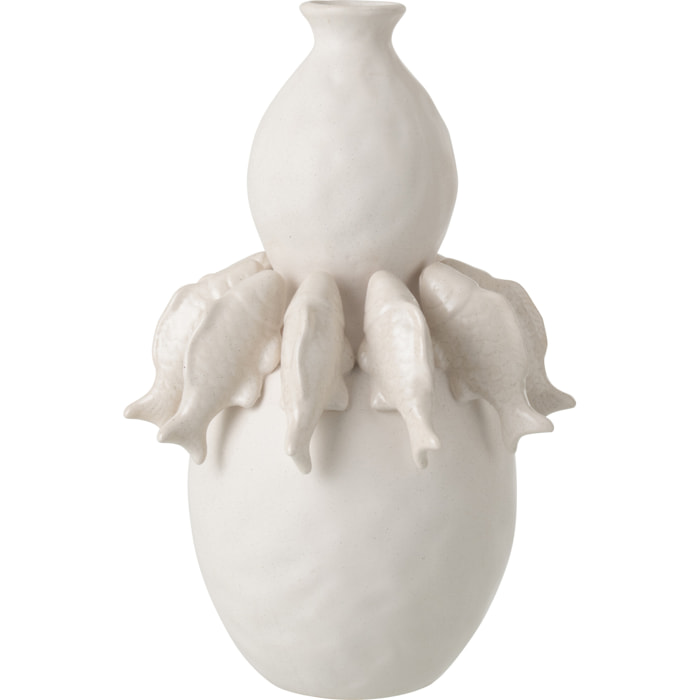 J-Line Vase Poisson - céramique - blanc cassé - large
