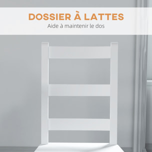 Lot de 2 chaises dossier lattes style rural chic bois de pin blanc