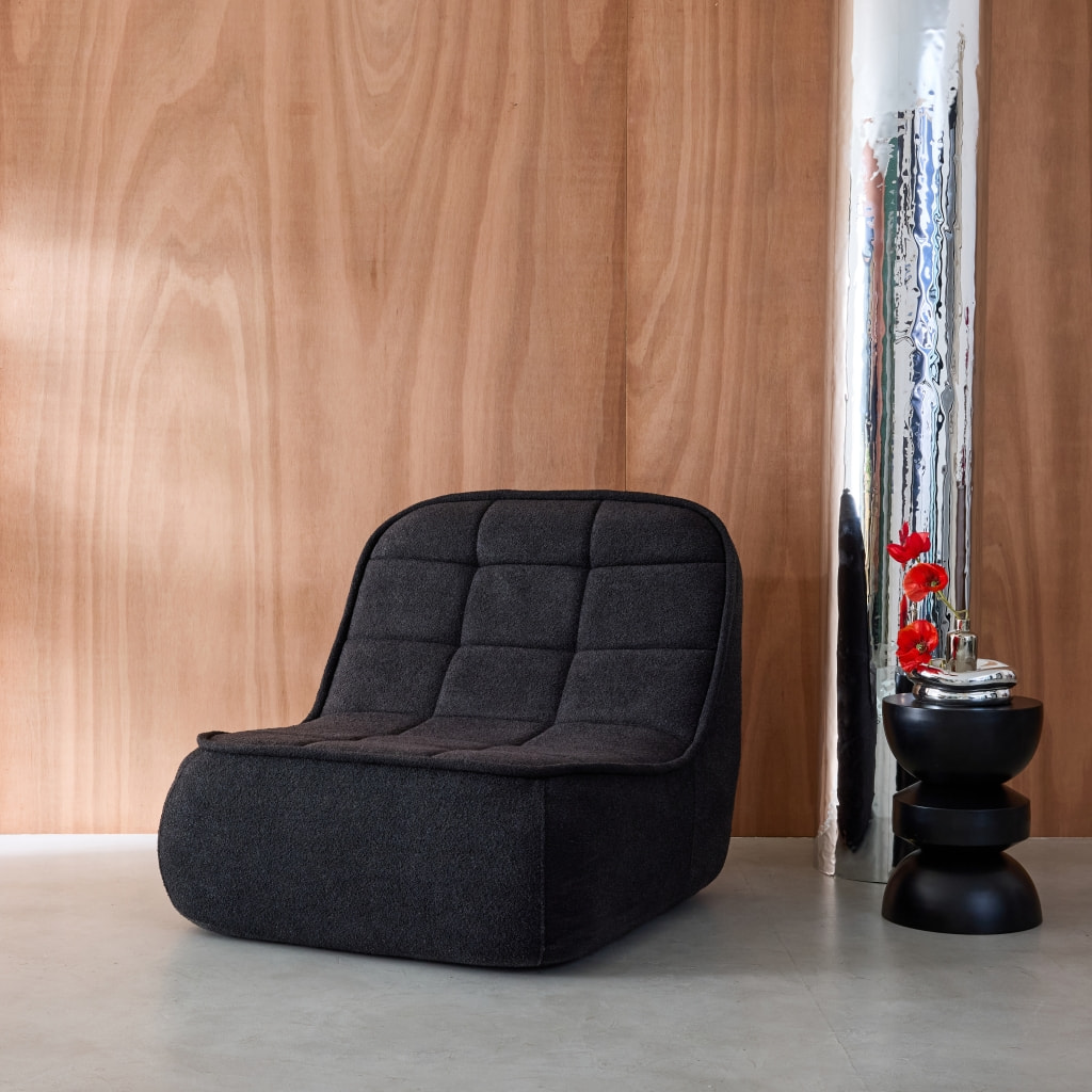 Chauffeuse bouclette texturée 1 place noir L 93 x P 104 x H 85cm - Boni