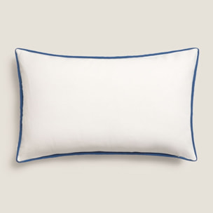 Funda de cojín algodón bordado vegetal Feli color azul Algodón