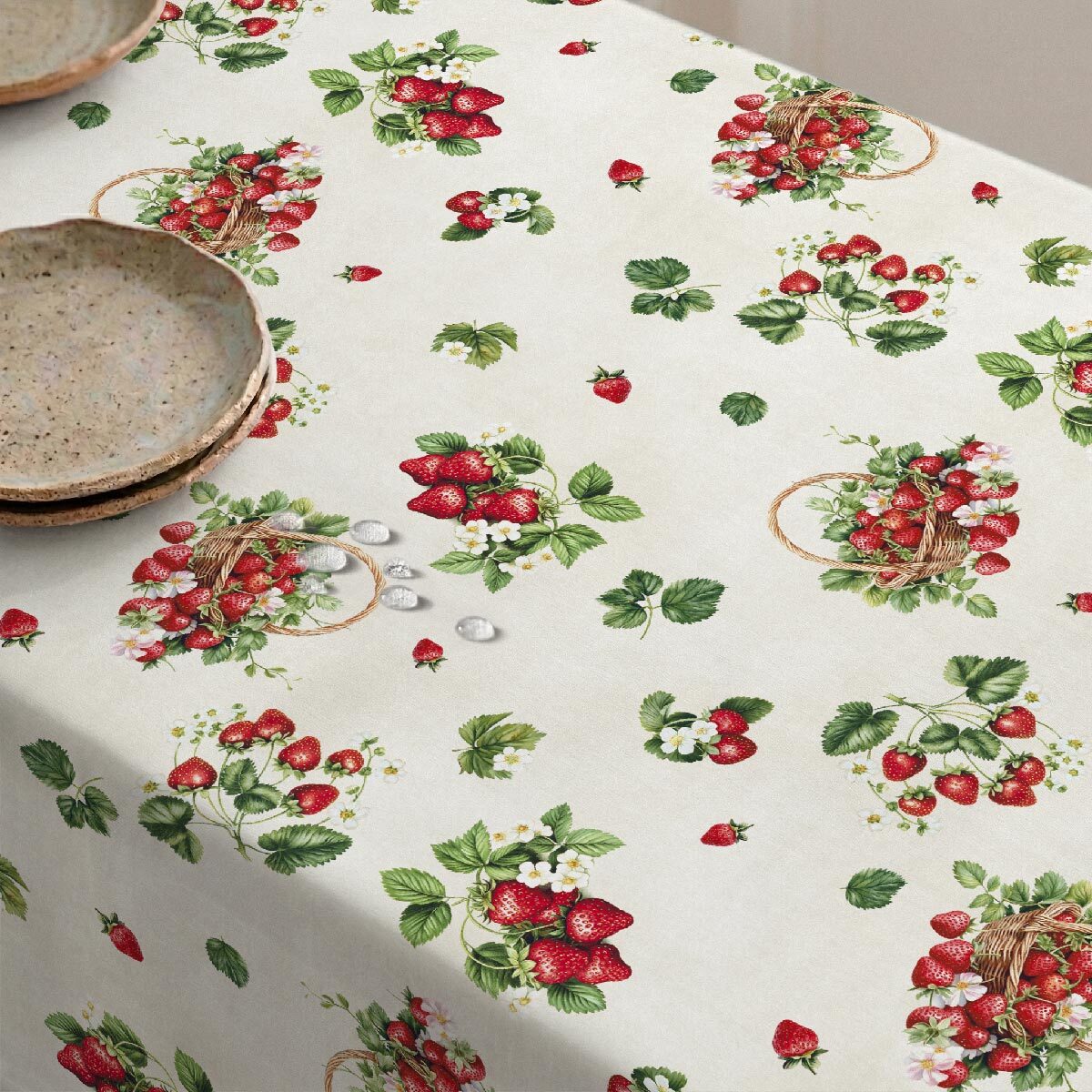 Mantel antimanchas Fresas - 100% algodón -