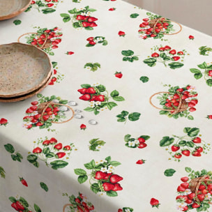 Mantel antimanchas Fresas - 100% algodón -