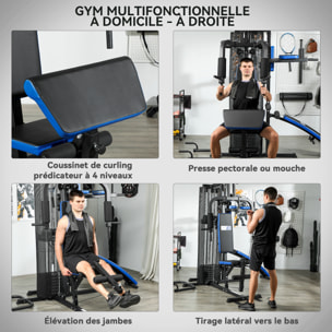 Station de musculation multi-équipement - collaboration Aosom.fr x FFHandball - 10 contrepoids - acier noir rouge