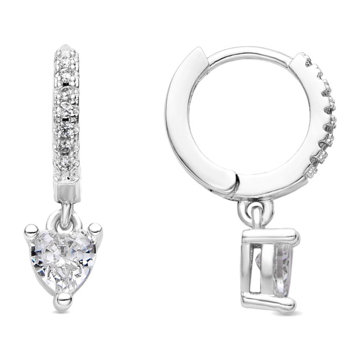 Pendientes acabado plata y Circonita Brillante