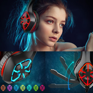 Headset GS1000 4 luces RGB PREMIUM. Auriculares gaming con micro, conexión minijack para PC, portátil, PS4, Xbox One, móvil, tablet.