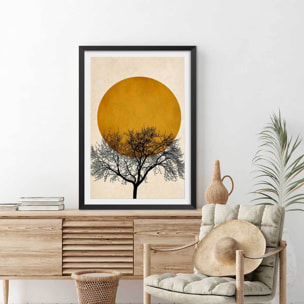 Affiche dessin ""arbre et sérénité"" Affiche sous cadre noir