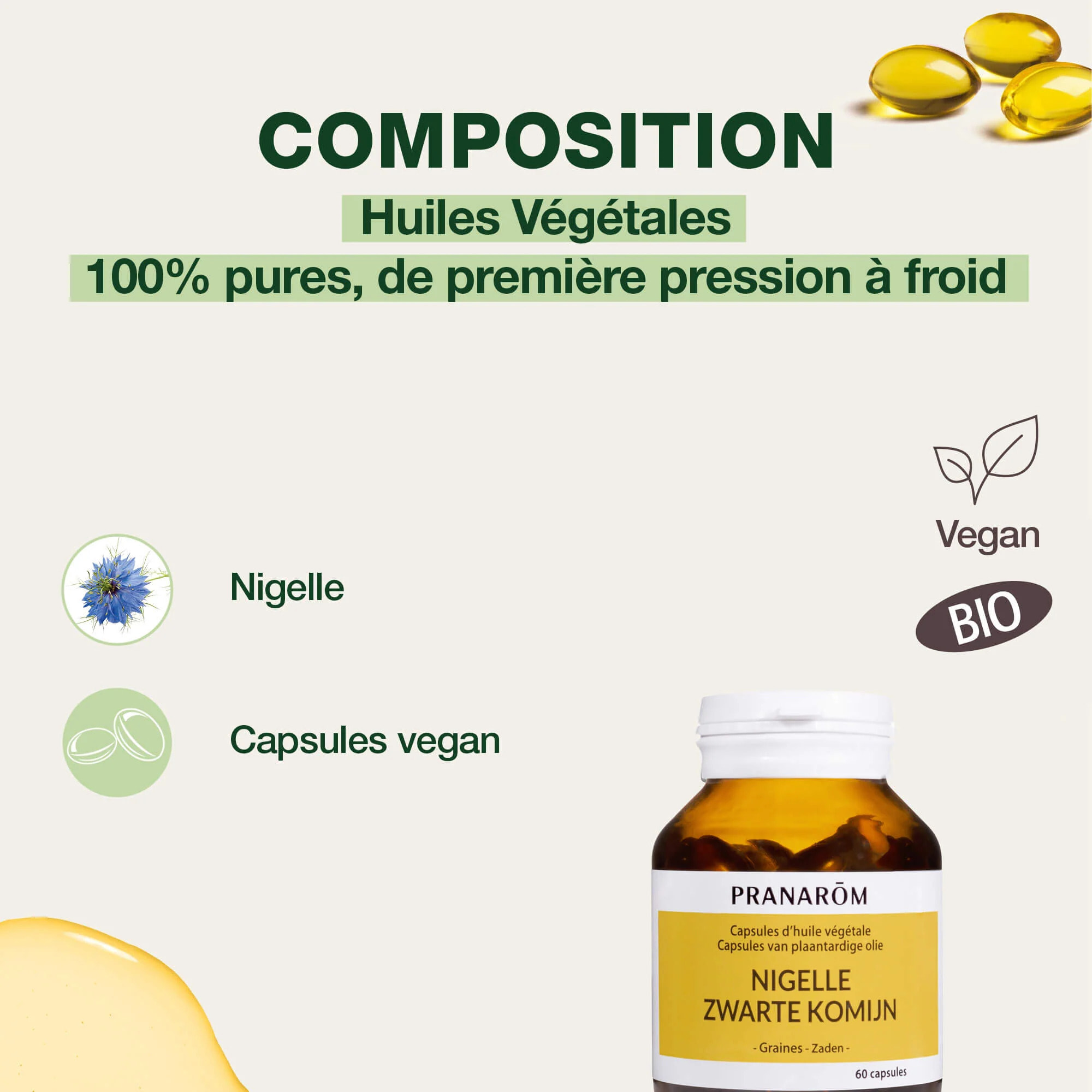 Pranarom - Capsules d'Huile Végétale de Nigelle - 60 capsules