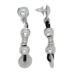 Pendiente Tick en cuero plata chapado, multibeads