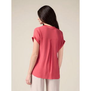 Oltre - Blusa de viscosa con ribetes de satén - Rojo
