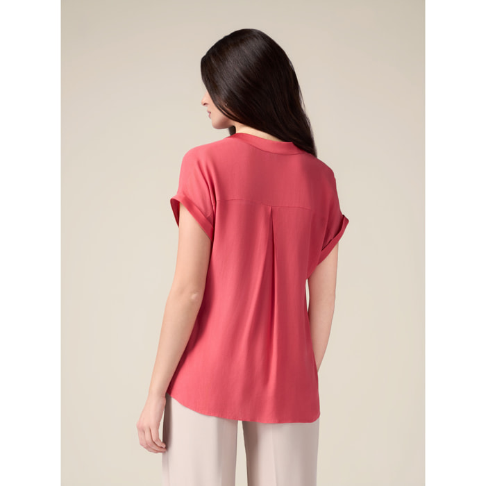 Oltre - Blusa de viscosa con ribetes de satén - Rojo