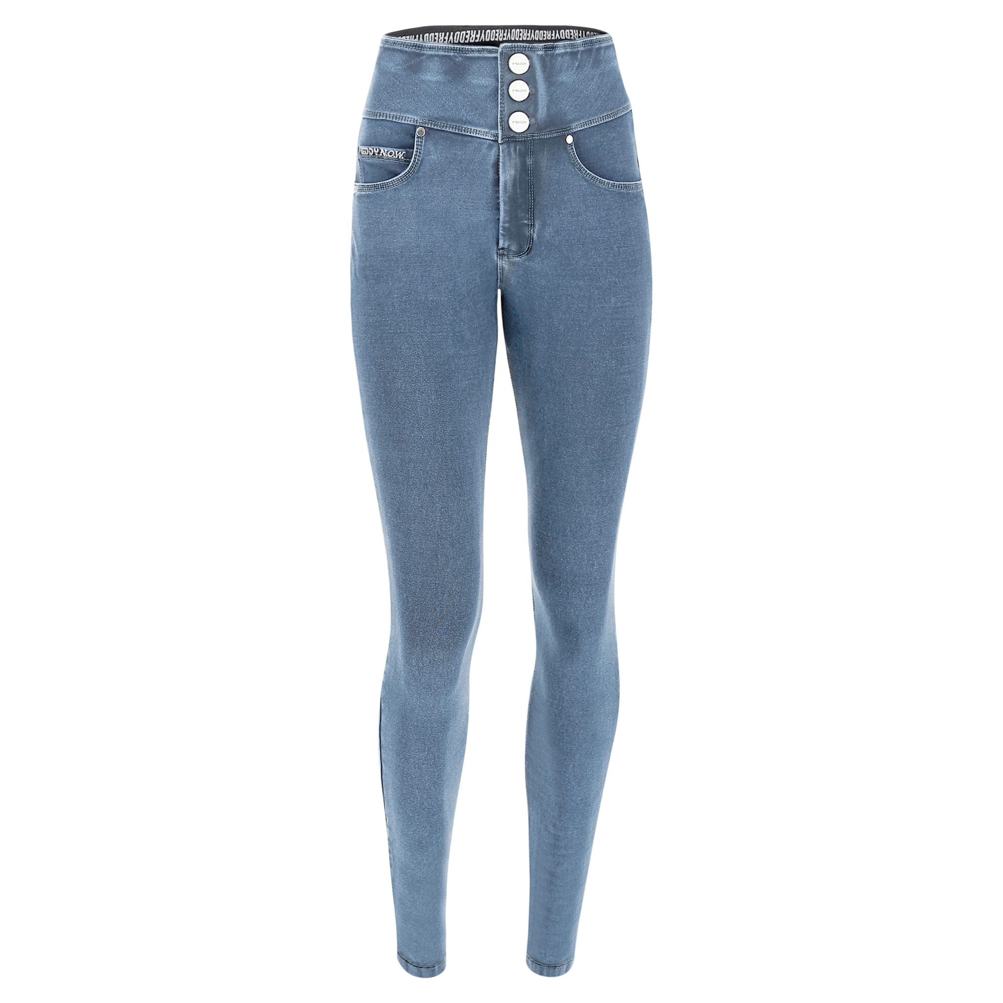 Pantaloni N.O.W.® skinny a vita alta in jersey denim