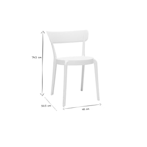 Chaises design blanches empilables intérieur - extérieur (lot de 2) RIOS