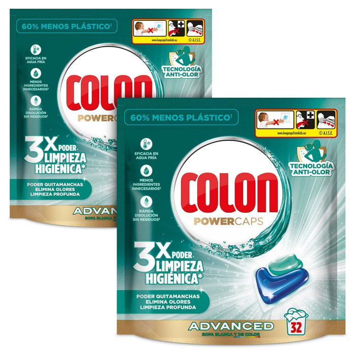 Colon Higiene Advanced Detergente para la ropa - 64 cápsulas (2x32)