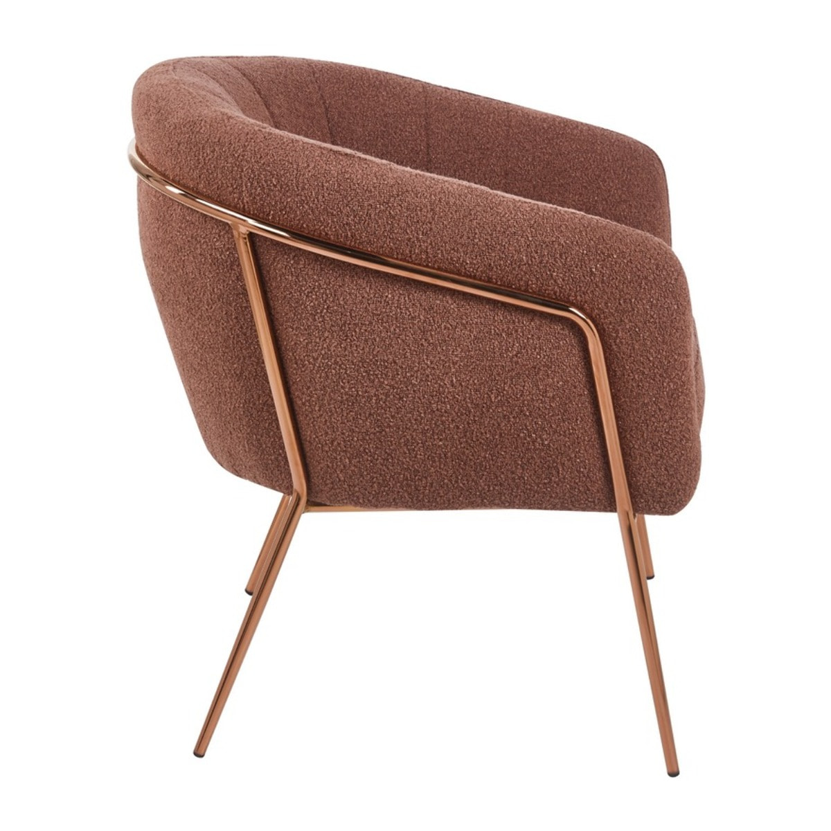 Poltrona in tessuto bouclé marrone con gambe metallo - Cloud