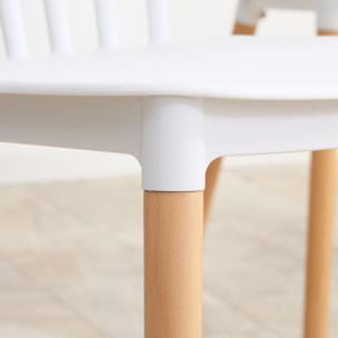 Juego de 4 Sillas de Comedor Estilo Nórdico Sillas de Cocina con Respaldo Alto Asiento de Polipropileno y Patas de Madera de Haya Carga 120 kg 48x52,5x83 cm Blanco