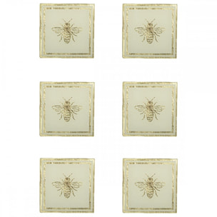 SET DE 6 DESSOUS DE VERRE ABEILLE