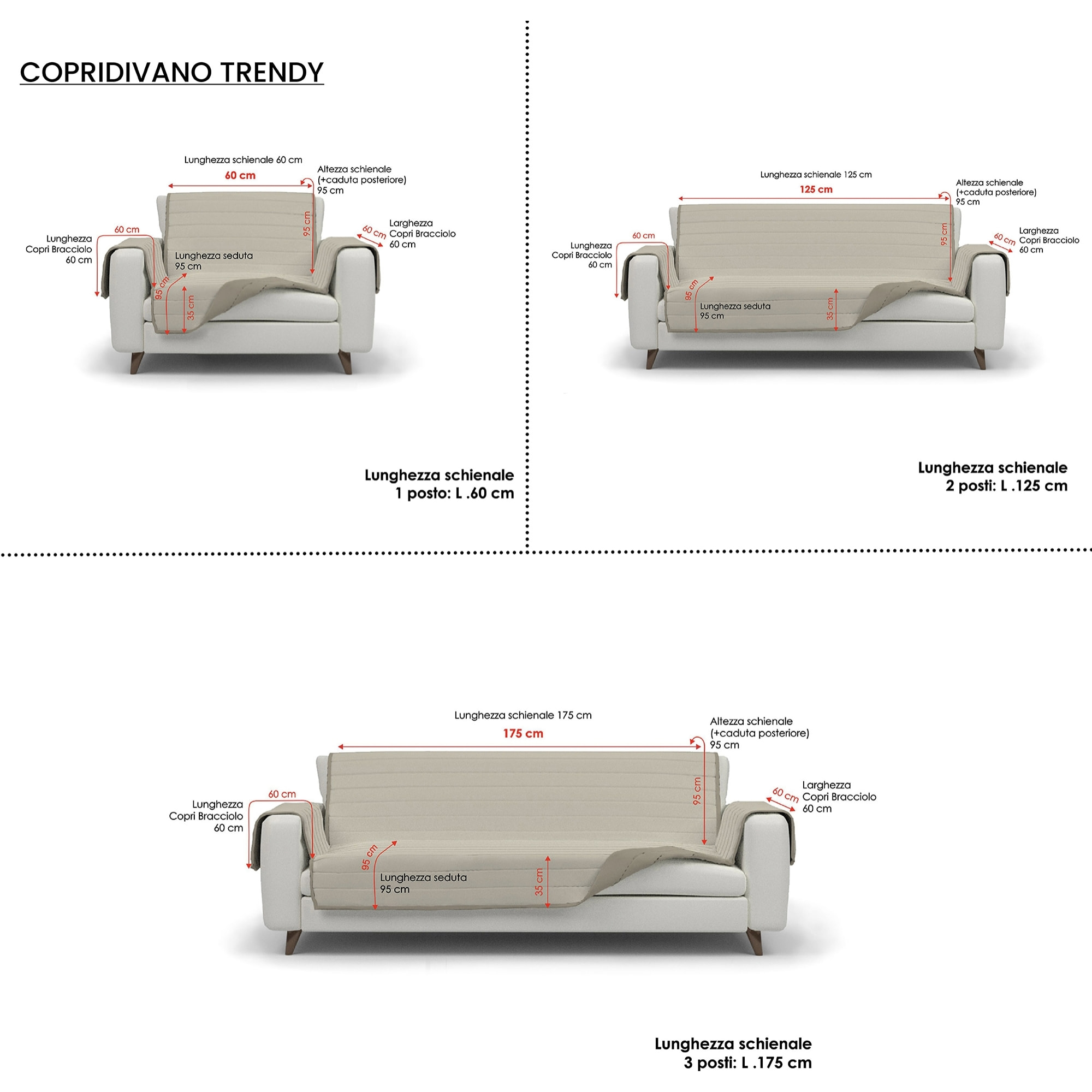 COPRIDIVANO TRAPUNTATO PINSONIC TRENDY GRIGIO CHIARO/FUMO