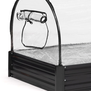 Serre de potager en métal 115cm gris anthracite