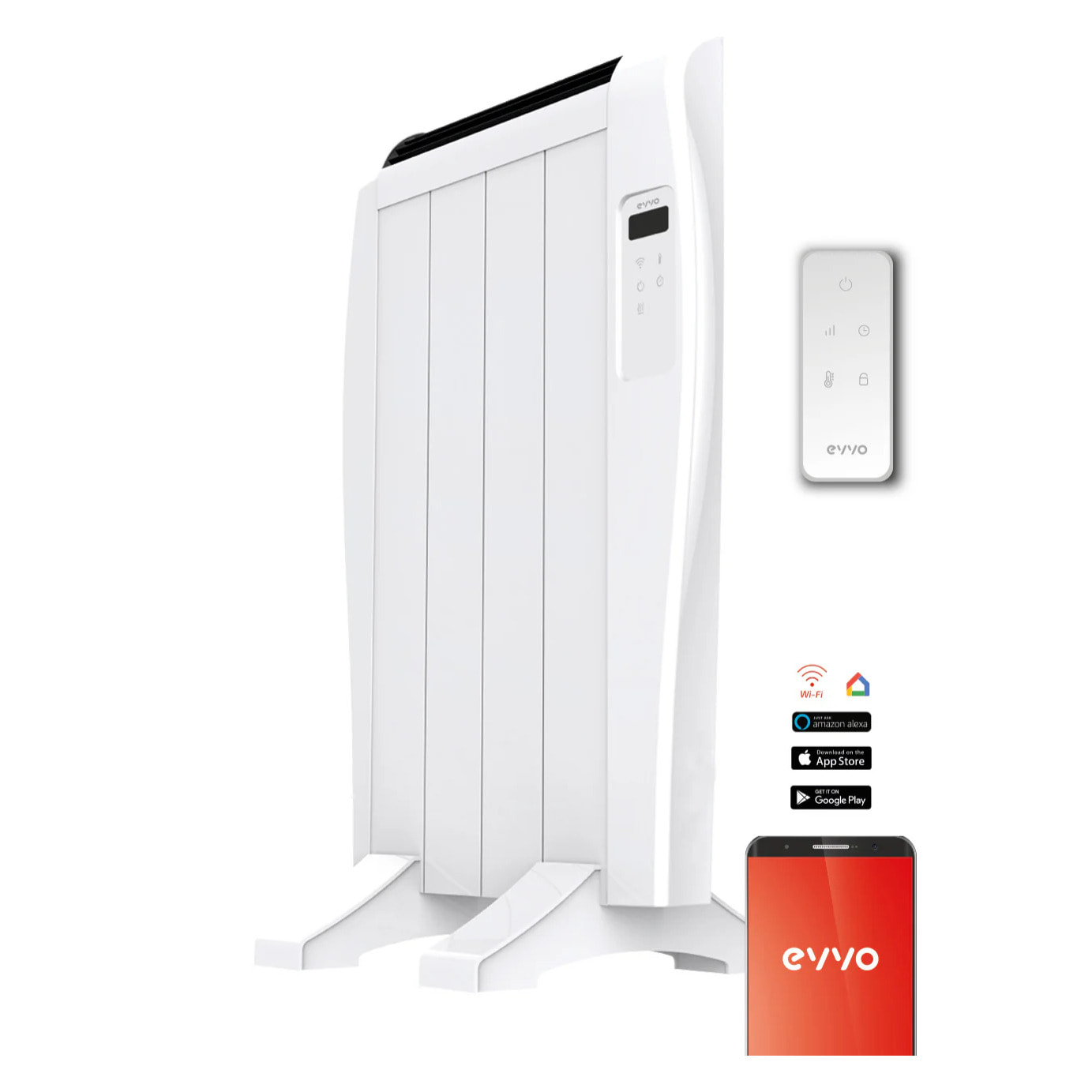 Emisor Térmico EVVO C4 Blanco V2, 600W, 4 elementos, Wifi, Control remoto, Temporizador