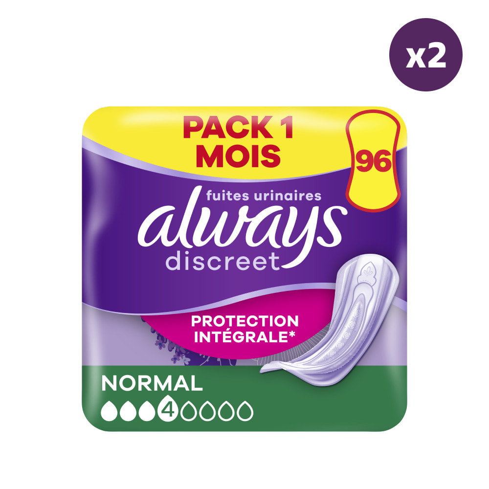 2x96 Serviettes pour Fuites Urinaires Always Discreet - Normal