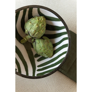 J-Line bols - bois de manguier - vert olive/marron foncé - large - assortiment de 2