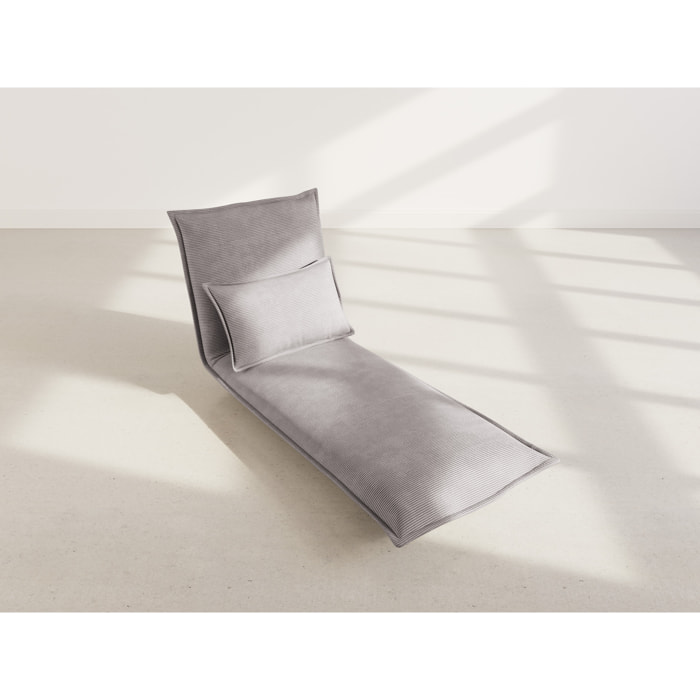 Candice - Banquette 1 place convertible clic-clac en velours côtelé - Gris clair