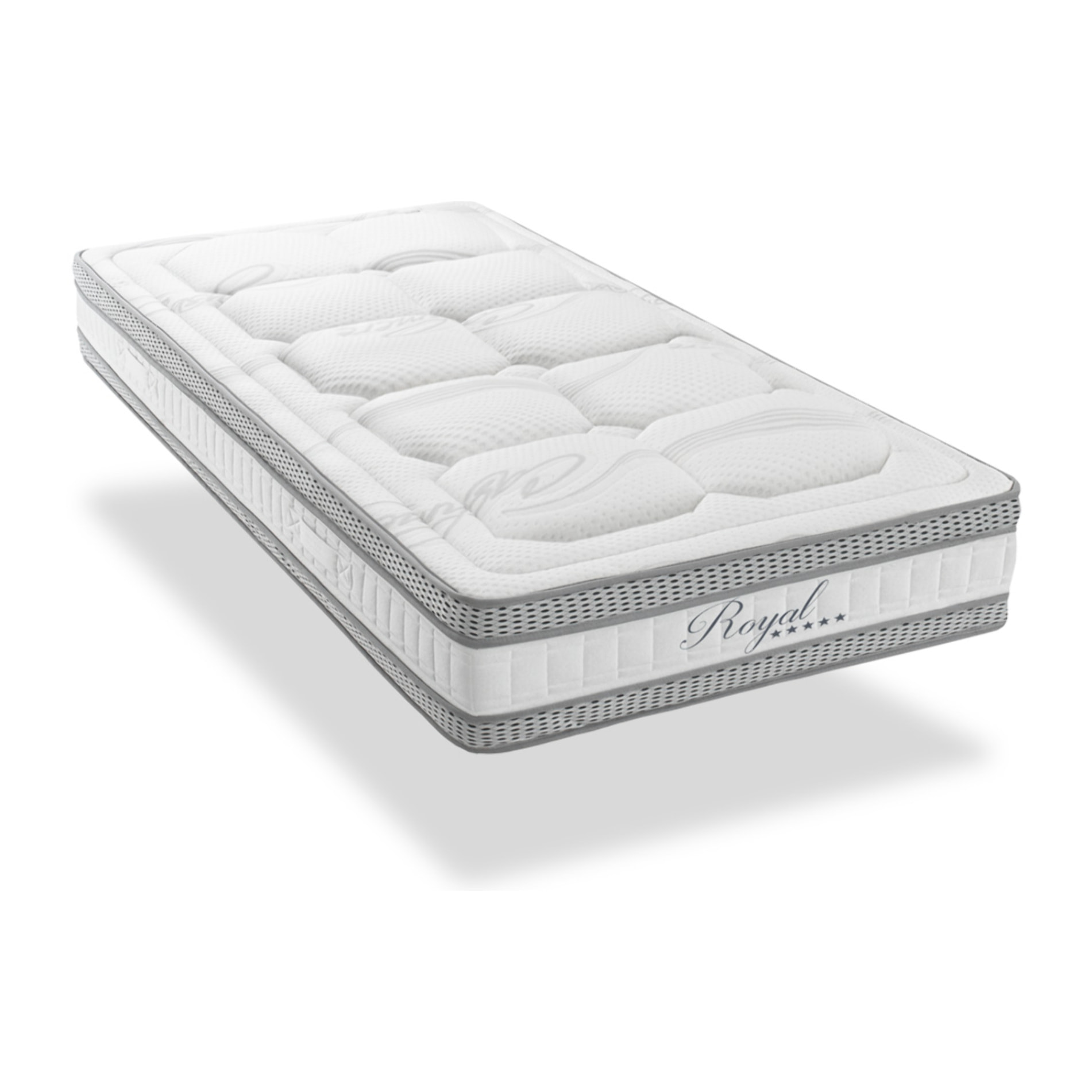 Matelas Royal 5*, 24 cm Mémoire de Forme & Mousse Hypersoft, Soutien Medium, Aération Optimale