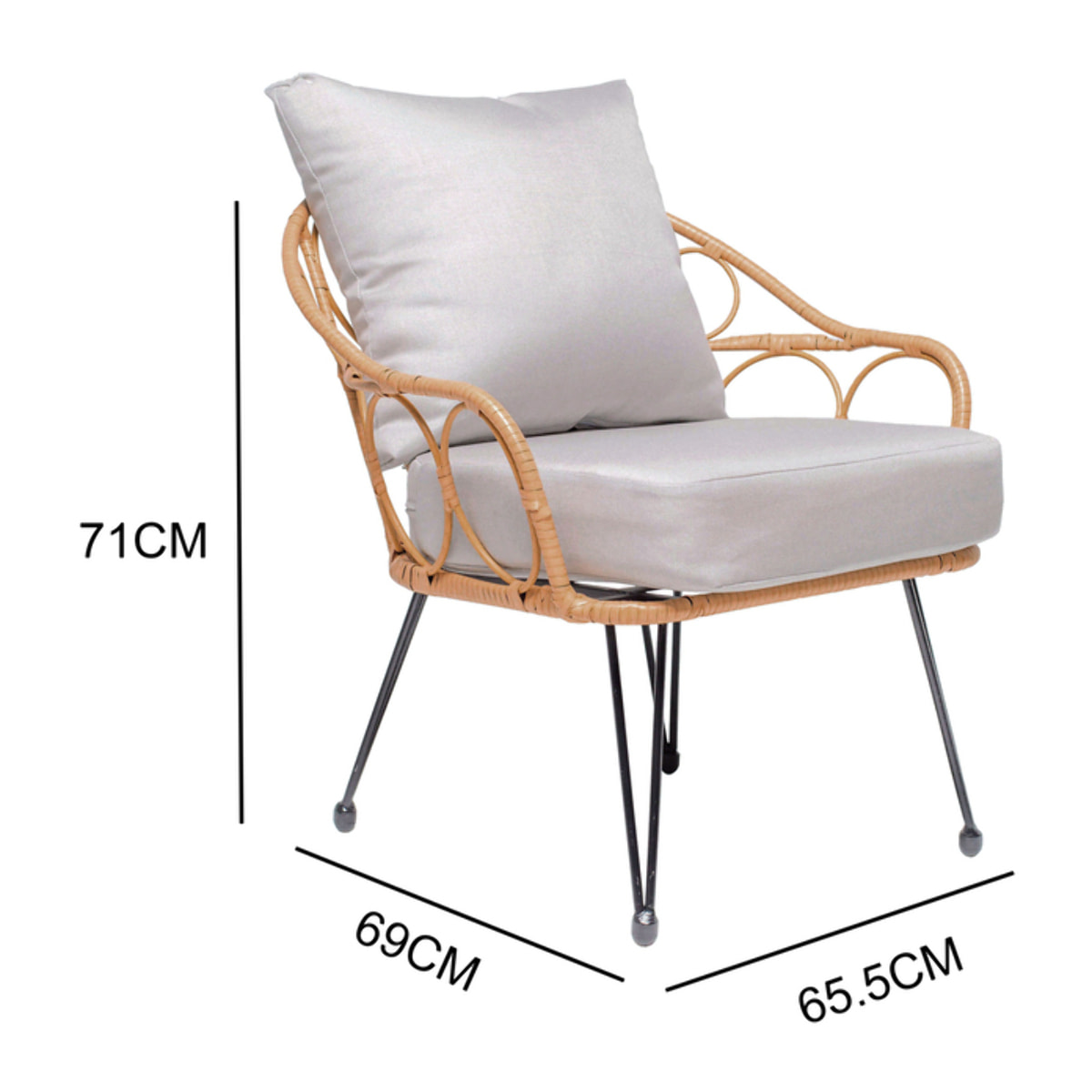 Salon de jardin 4 places en résine rotin ALMADA